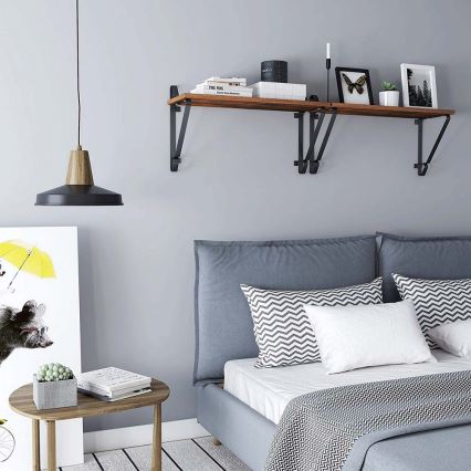 Lot de 2 étagères murales SHELFY marron/noir