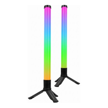 Lot de 2 lampes de table LED RGBIC dimmables, 5 W/5 V, noir + télécommande