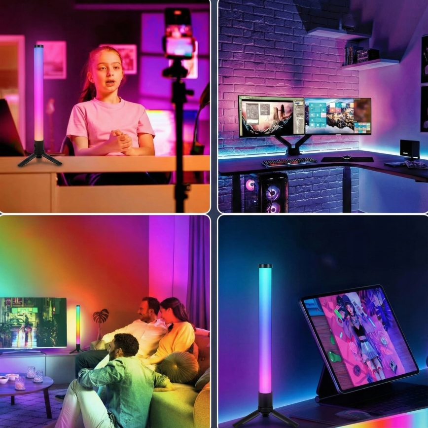 Lot de 2 lampes de table LED RGBIC dimmables, 5 W/5 V, noir + télécommande