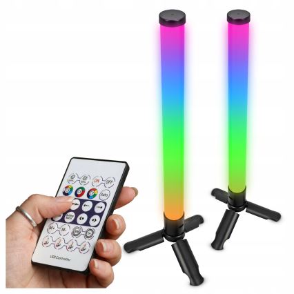 Lot de 2 lampes de table LED RGBIC dimmables, 5 W/5 V, noir + télécommande