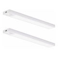 Lot de 2 lampes LED rechargeables pour mobilier VIRO, 1,2 W, 3,7 V, 800 mAh, 3000/4000/6500 K, 30 cm, blanc, avec capteur de mouvement et détecteur crépusculaire