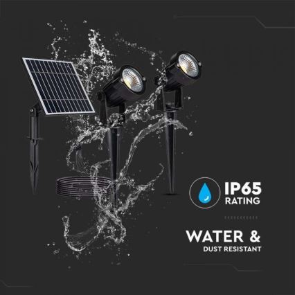 Lot de 2 lampes solaires d'extérieur LED 2xLED/1,2W/3,7V IP65 3000K 4000 mAh