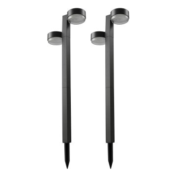 Lot de 2 lampes solaires LED 2xLED/1W/3,7V 1200 mAh 55 cm IP65 noires