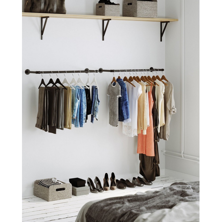 Lot de 2 porte-cintres muraux LINEA, noir