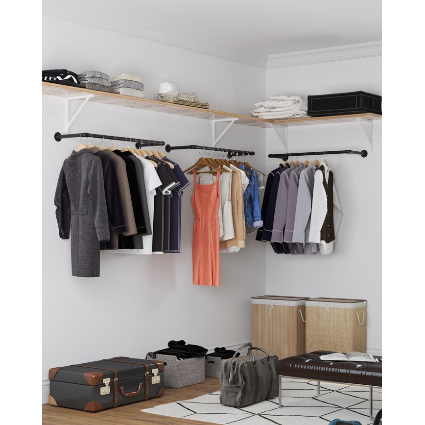 Lot de 2 porte-cintres muraux LINEA, noir