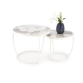 Lot de 2 tables basses AURORO beige/blanc