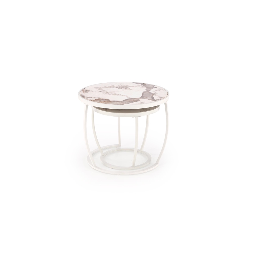 Lot de 2 tables basses AURORO beige/blanc