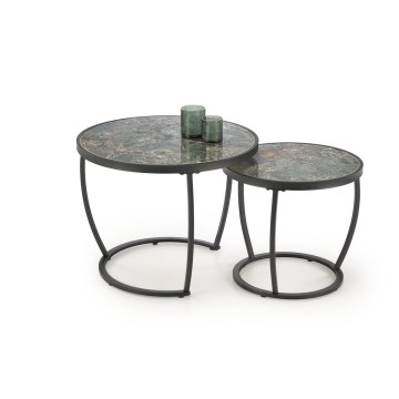 Lot de 2 tables basses AURORO vert/anthracite