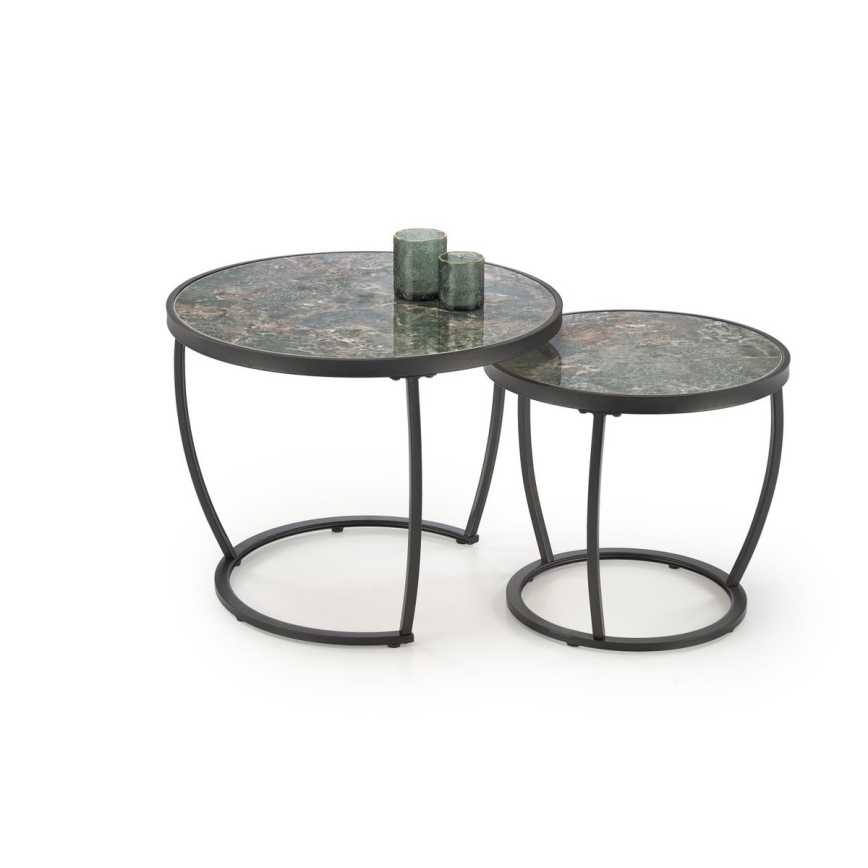 Lot de 2 tables basses AURORO vert/anthracite
