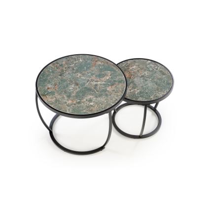 Lot de 2 tables basses AURORO vert/anthracite