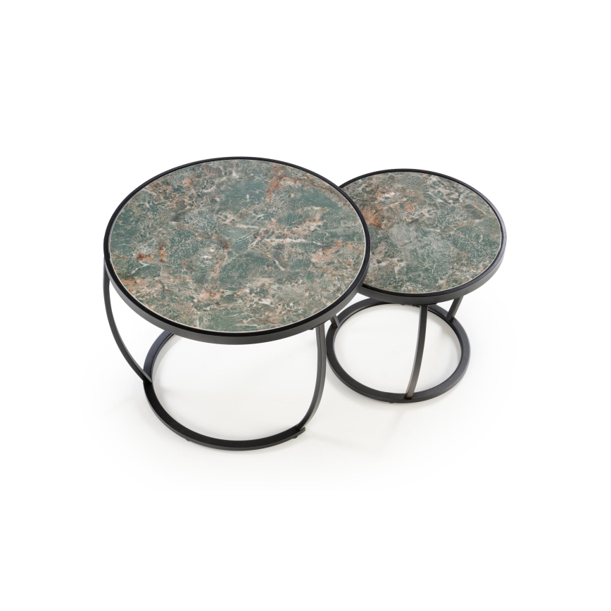 Lot de 2 tables basses AURORO vert/anthracite