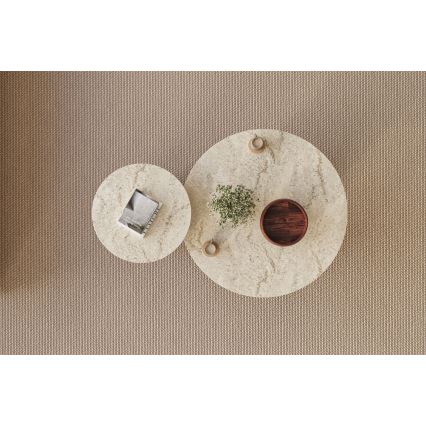 Lot de 2 tables basses PURO Ø 40/70 cm, noyer/beige