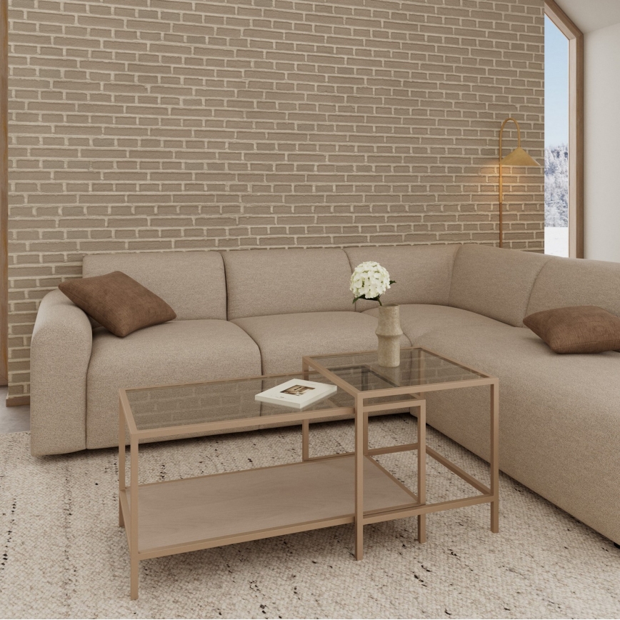 Lot de 2 tables basses SARON 90x50 cm gris/transparent