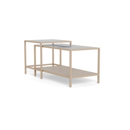 Lot de 2 tables basses SARON 90x50 cm gris/transparent
