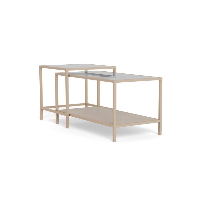 Lot de 2 tables basses SARON 90x50 cm gris/transparent