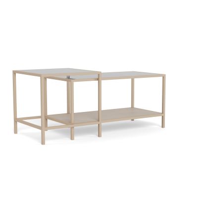 Lot de 2 tables basses SARON 90x50 cm gris/transparent