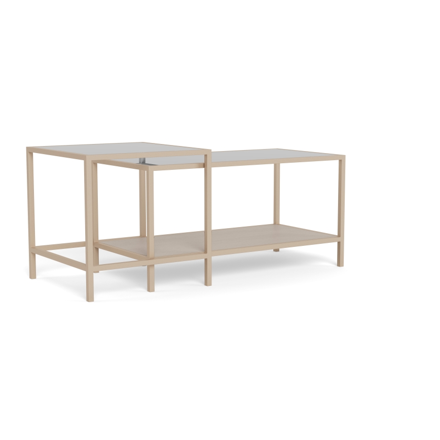 Lot de 2 tables basses SARON 90x50 cm gris/transparent