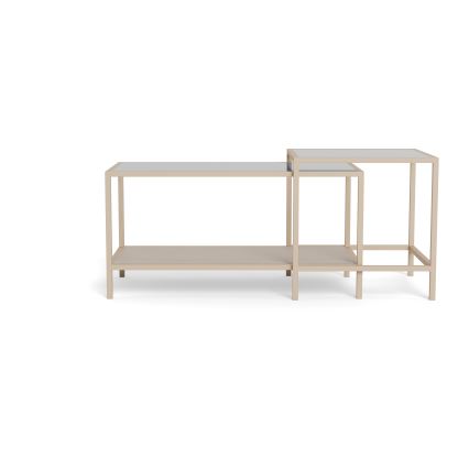 Lot de 2 tables basses SARON 90x50 cm gris/transparent