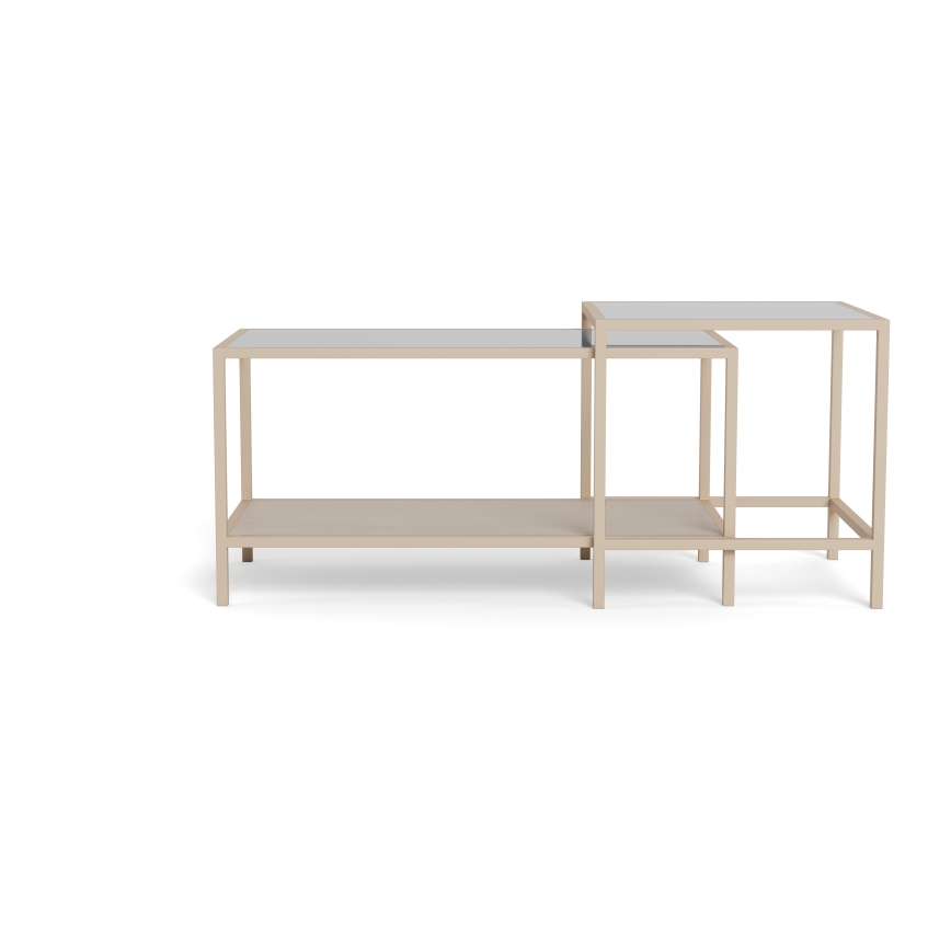Lot de 2 tables basses SARON 90x50 cm gris/transparent