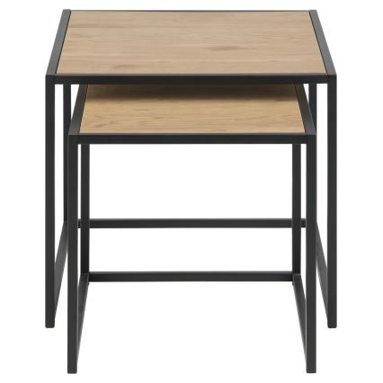 Lot de 2 tables basses SARON chêne/noir