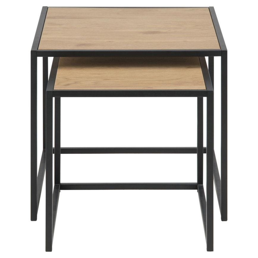 Lot de 2 tables basses SARON chêne/noir