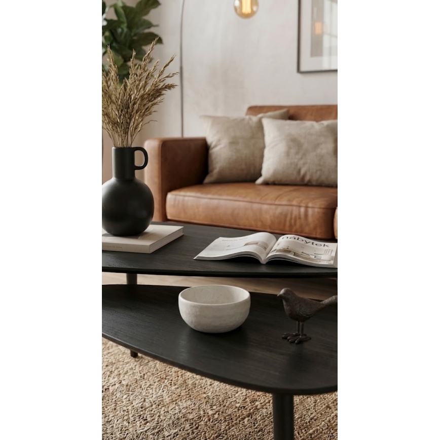 Lot de 2 tables basses SOLE 60/80 x 30/40 cm, noires