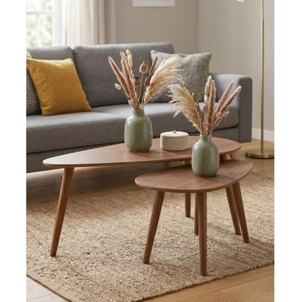 Lot de 2 tables basses SOLE 60/80x30/40 cm noyer