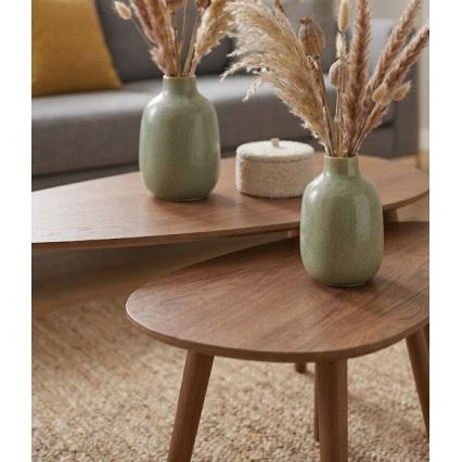 Lot de 2 tables basses SOLE 60/80x30/40 cm noyer