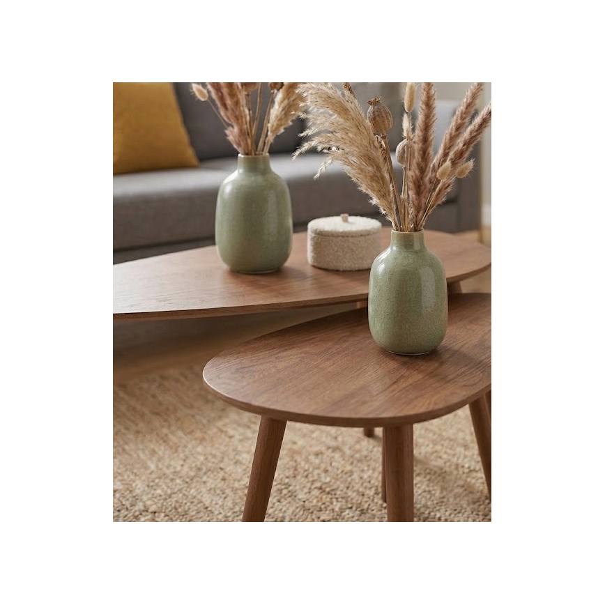 Lot de 2 tables basses SOLE 60/80x30/40 cm noyer