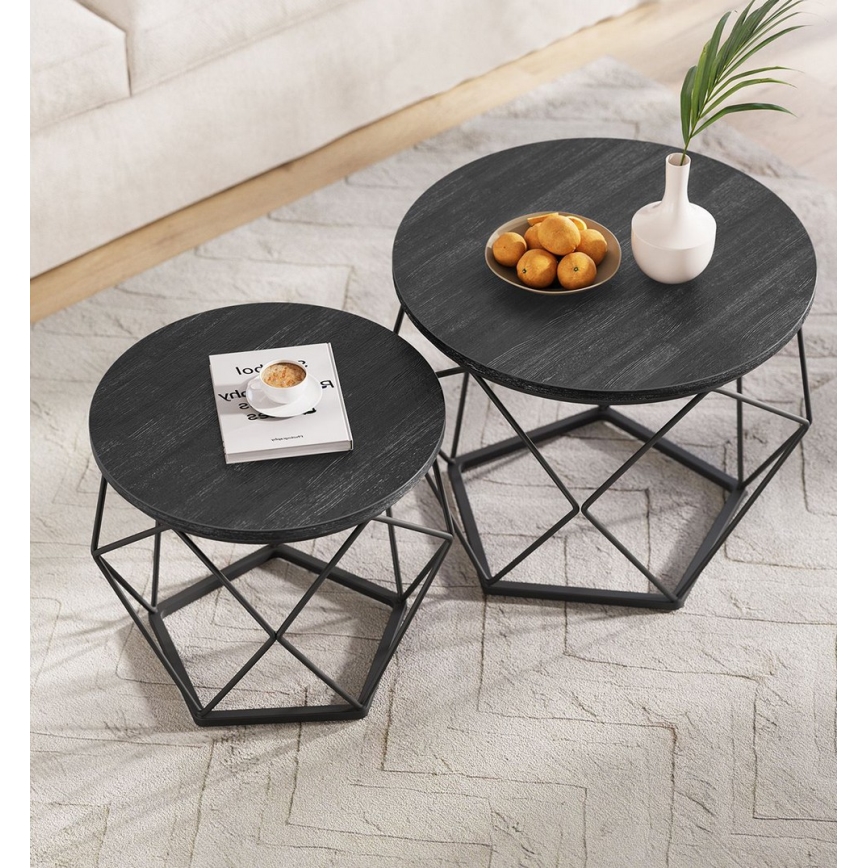 Lot de 2 tables basses TALIA noires