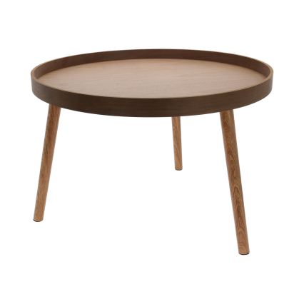 Lot de 2 tables basses VERDE Ø 60/38 cm, finition noyer