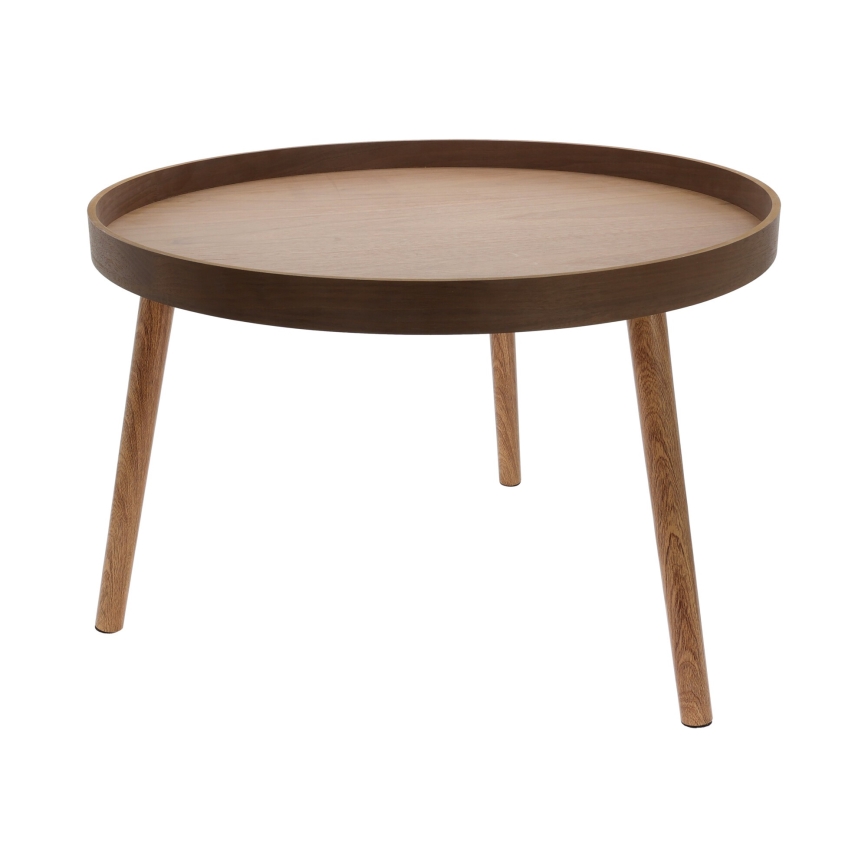 Lot de 2 tables basses VERDE Ø 60/38 cm, finition noyer