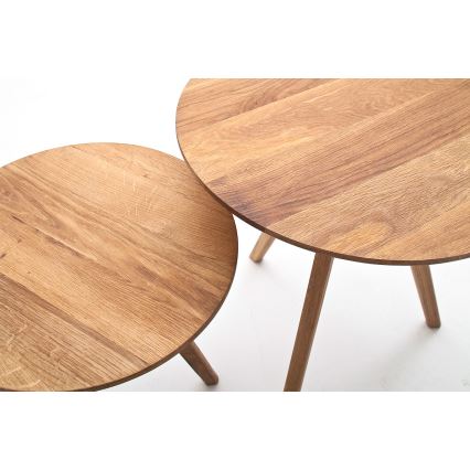 Lot de 2 tables basses VEYLOR, finition chêne