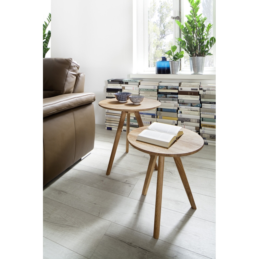 Lot de 2 tables basses VEYLOR, finition chêne