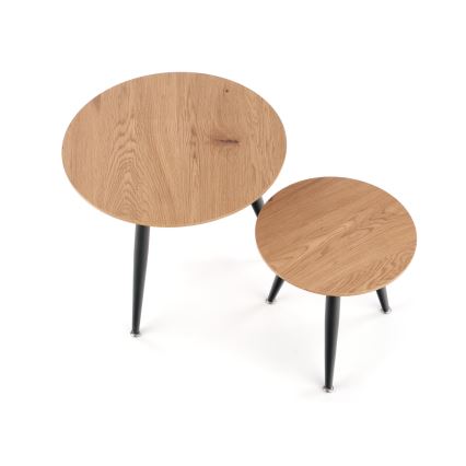 Lot de 2 tables basses ZENYA chêne/noir
