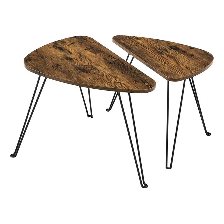 Lot de 2 tables d'appoint ELDUR marron/noir