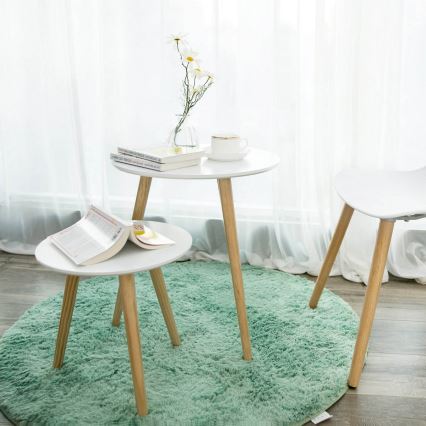 Lot de 2 tables d'appoint SERA blanc/marron