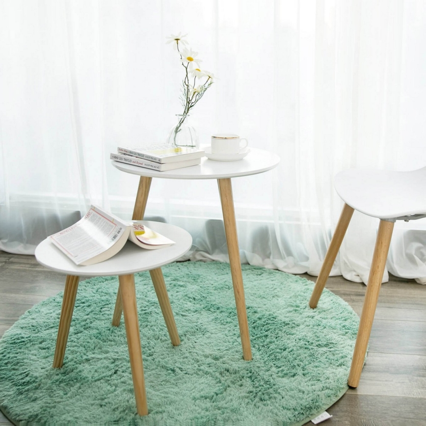 Lot de 2 tables d'appoint SERA blanc/marron