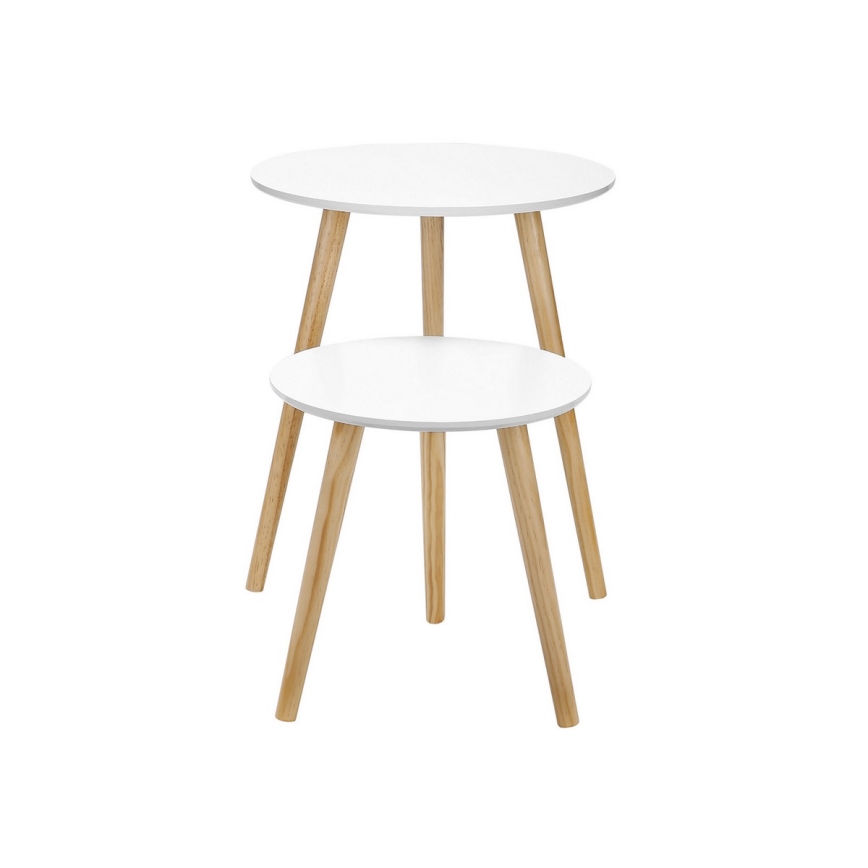 Lot de 2 tables d'appoint SERA blanc/marron