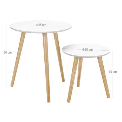 Lot de 2 tables d'appoint SERA blanc/marron