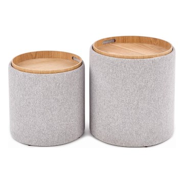 Lot de 2 tabourets AVIKO Ø 38/45 cm gris/beige
