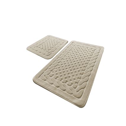 Lot de 2 tapis de bain BAMBI 60/100 cm beige