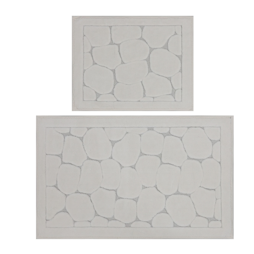Lot de 2 tapis de salle de bains LINO 60/100 cm couleur crème