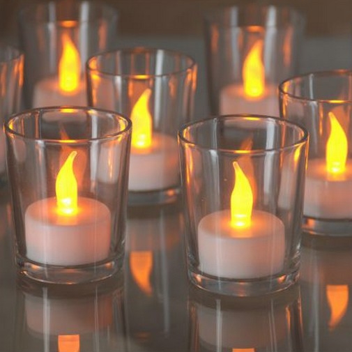 Lot de 24 bougies LED décoratives pour Noël, 3,8 cm, 1x CR2032, blanc chaud