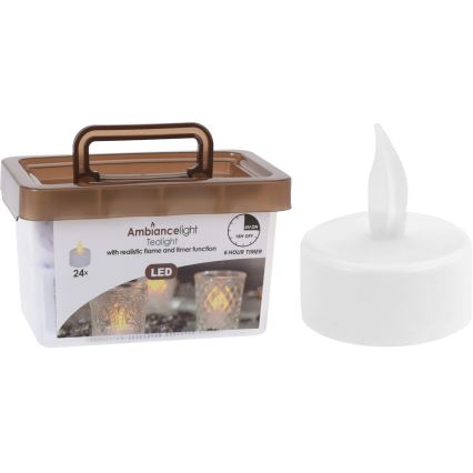 Lot de 24 bougies LED décoratives pour Noël, 3,8 cm, 1x CR2032, blanc chaud