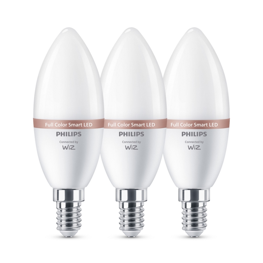 Lot de 3 ampoules LED RGB dimmables Philips SMART C37 E14/4,9W/230V 2200-6500K IRC 90