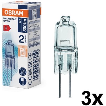 Lot de 3 ampoules pour four HALOSTAR, culot G4, 20 W, 12 V, 2700 K - Osram