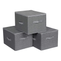 Lot de 3 boîtes de rangement zippées CURAN, grises
