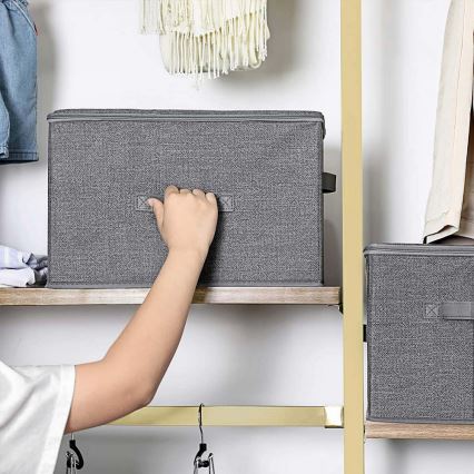 Lot de 3 boîtes de rangement zippées CURAN, grises