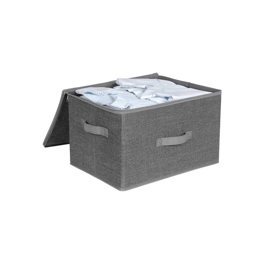 Lot de 3 boîtes de rangement zippées CURAN, grises